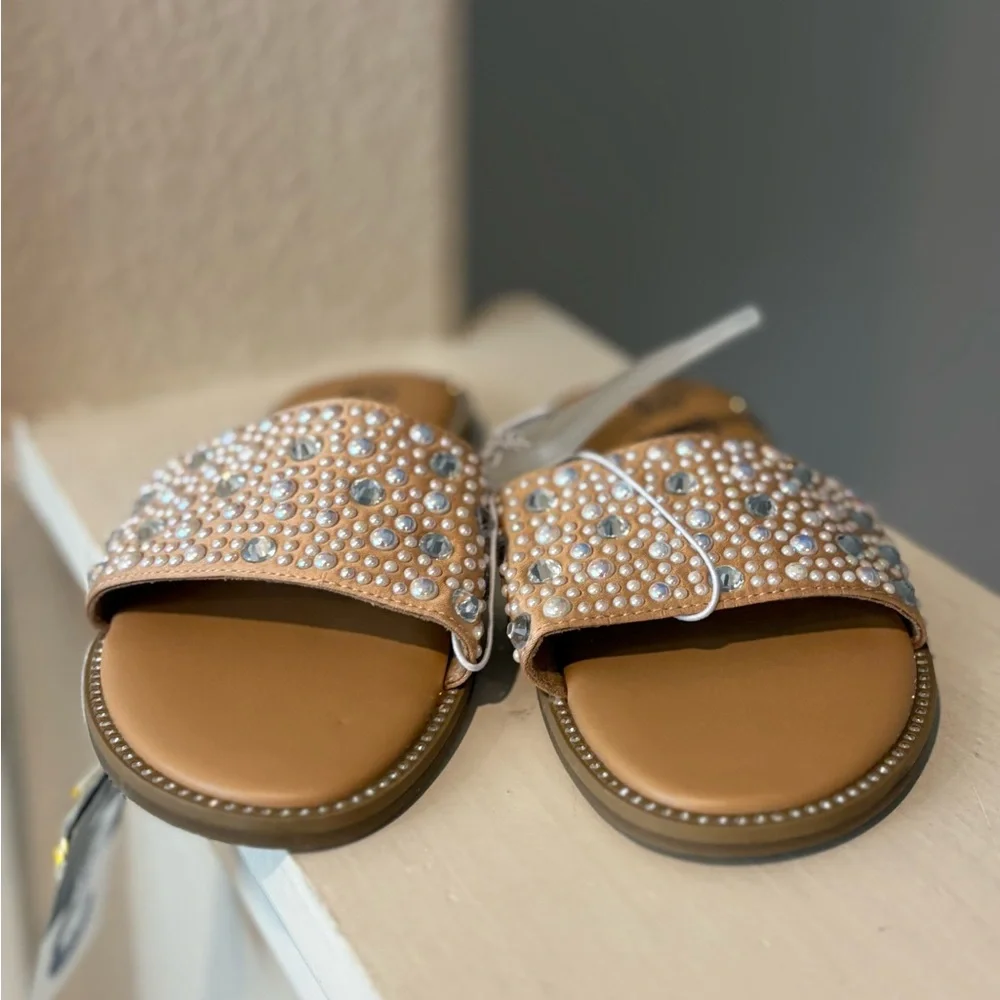 Kids' Heather Embellished Slide Sandals - Art Class Tan Size 13 NEW